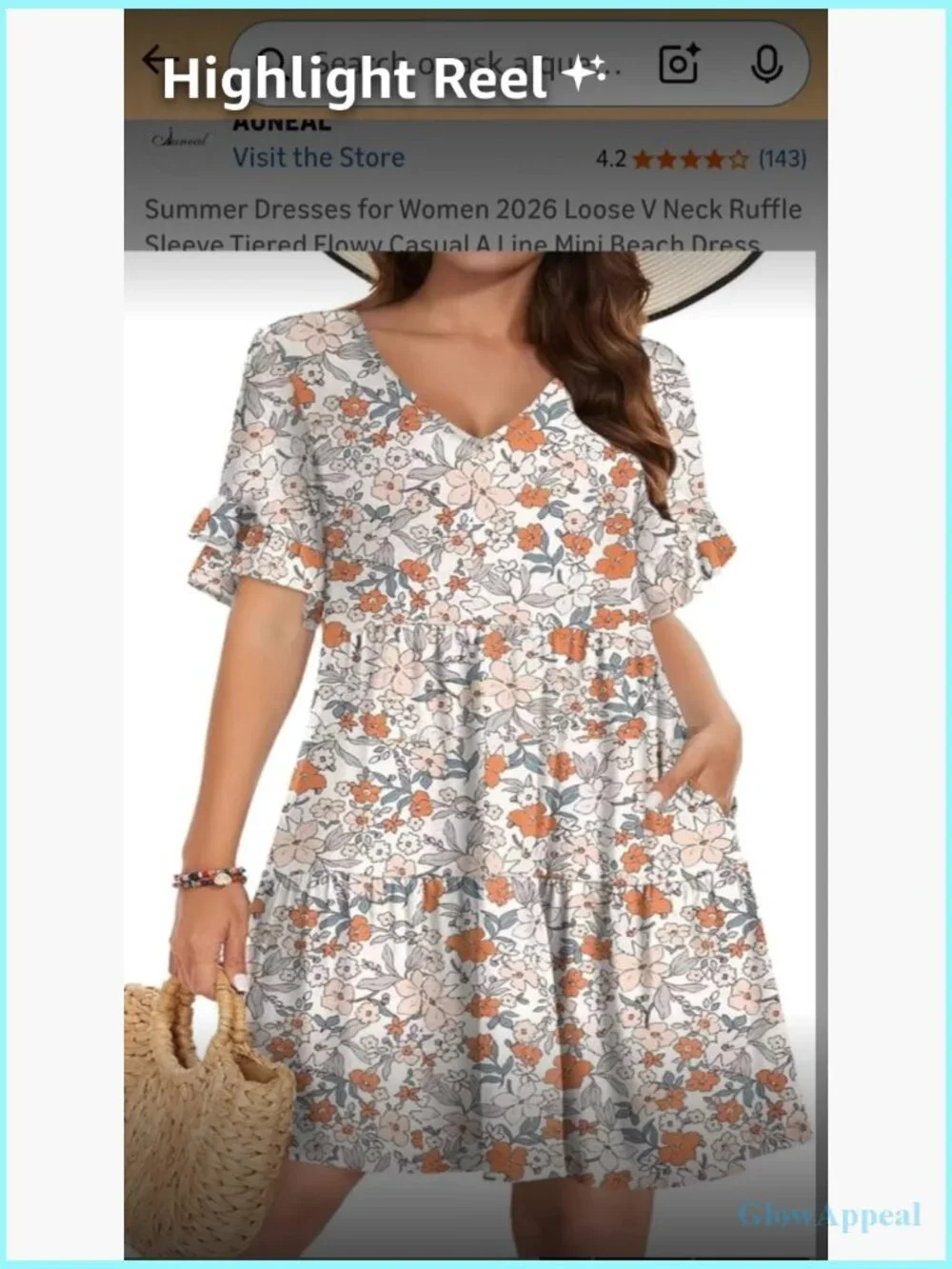 Loose V Neck Ruffle Tiered Flowy A Line Mini Beach Dress with Pockets - Picture 7 of 7